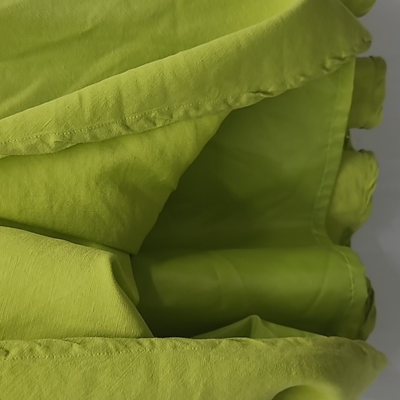 A Line Skirt Linen Blend Lime Green Lined Zippered Classic Colorful Light & Airy - Picture 3 of 7